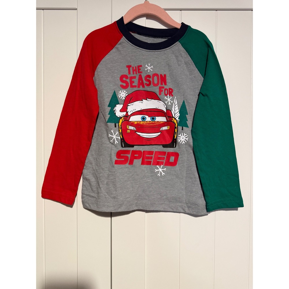 Disney Jumping Beans Cars Lightning McQueen For Speed Long Sleeve Raglan Shirt 4